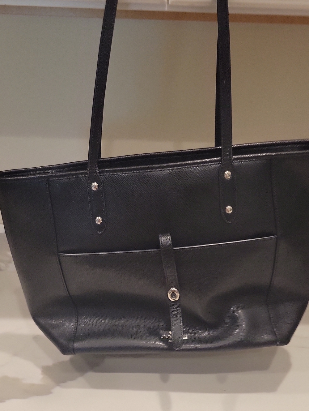 Classic Black Leather Tote Bag - Everyday Carry